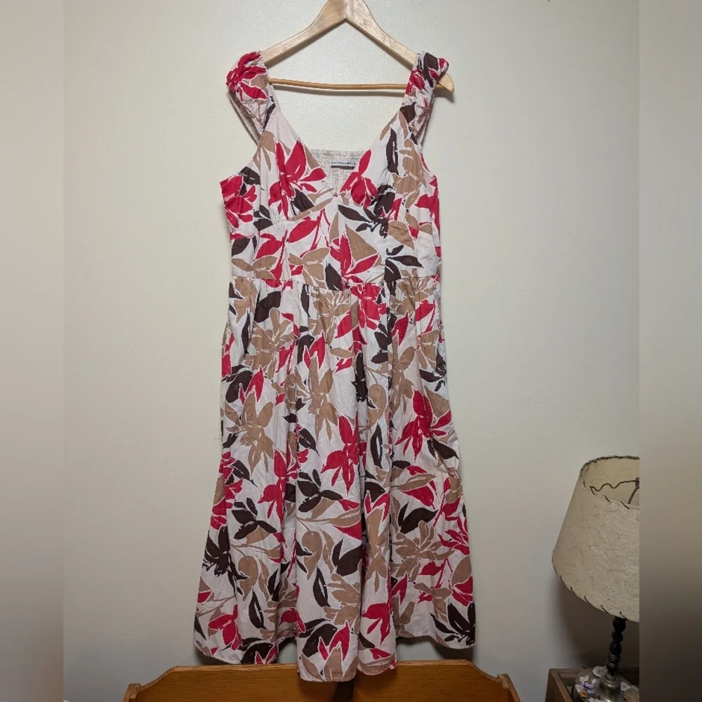 Abercrombie & Fitch Floral Maxi Dress Red Tan Brown White Women’s XL
